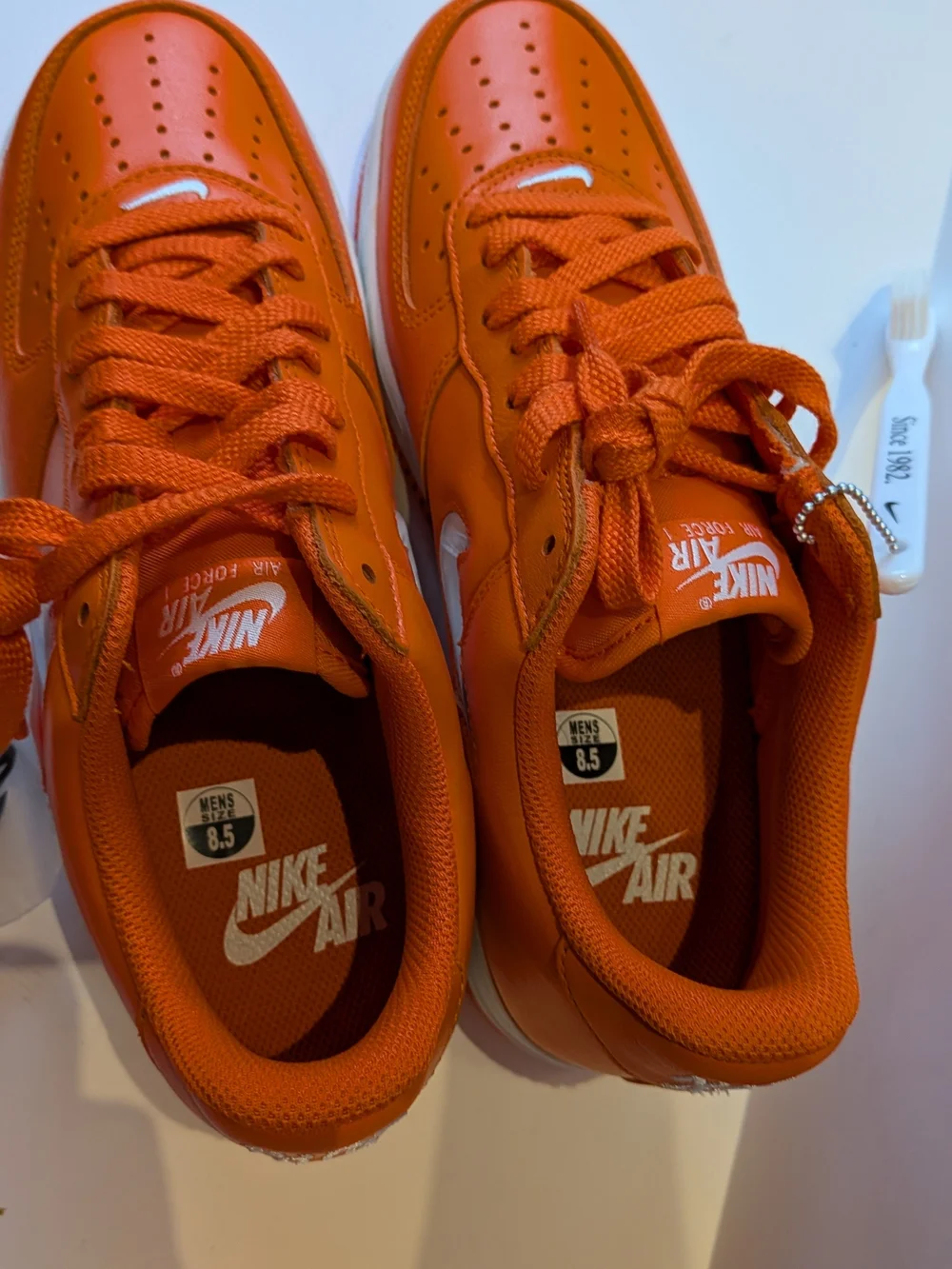NWT Nike Air Force 1 Men's Orange Low-Top Sneakers with Jewel Swoosh